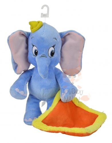  peluche éléphant dumbo bleu jaune orange 
